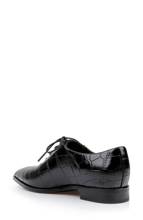 Shop L Agence L'agence Elise Pointed Toe Oxford In Black Croco Embossed