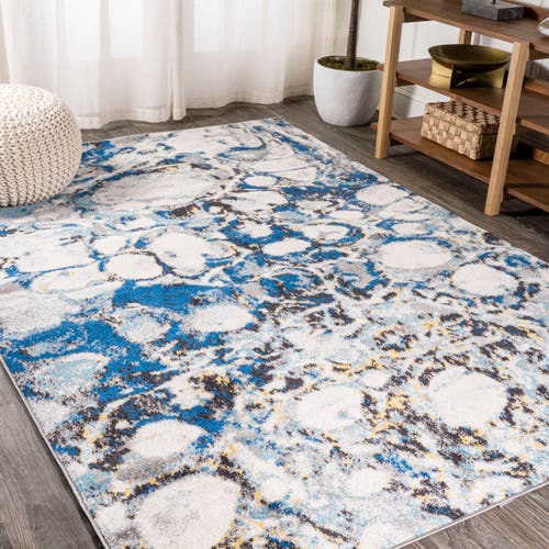 Jonathan Y Pebble Marbled Abstract Area Rug In Dark Gray/blue