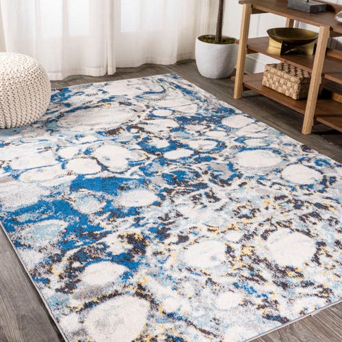 Shop Jonathan Y Pebble Marbled Abstract Area Rug In Dark Gray/blue