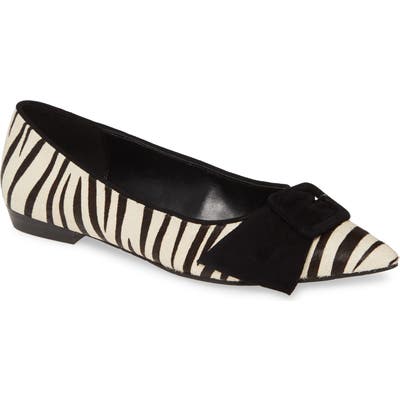 Pelle Moda Dana Genuine Calf Hair Skimmer Flat, Black