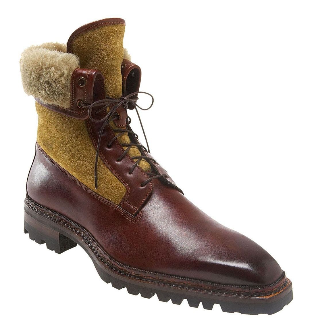 santoni shearling boots
