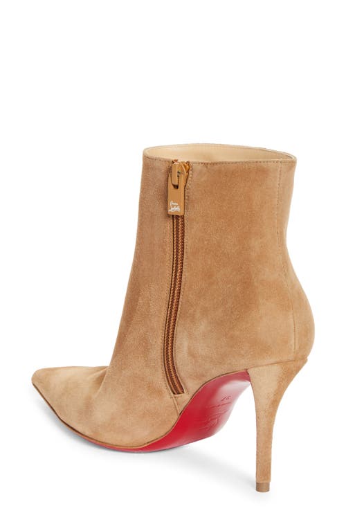 Christian Louboutin Apostropha Pointed Toe Suede Bootie In Lionne