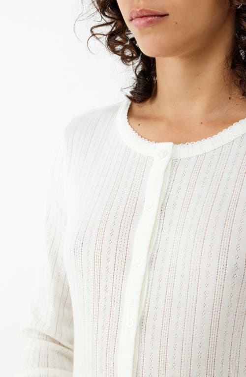 Shop Bdg Urban Outfitters Love Pointelle Stitch Cotton Cardigan In Ivory