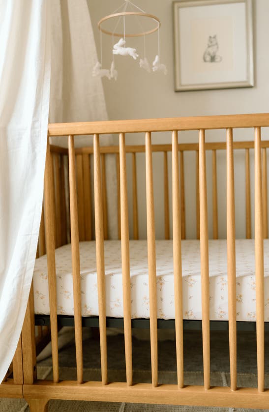 Oilo Print Orgainc Cotton Muslin Crib Sheet In Eggshell