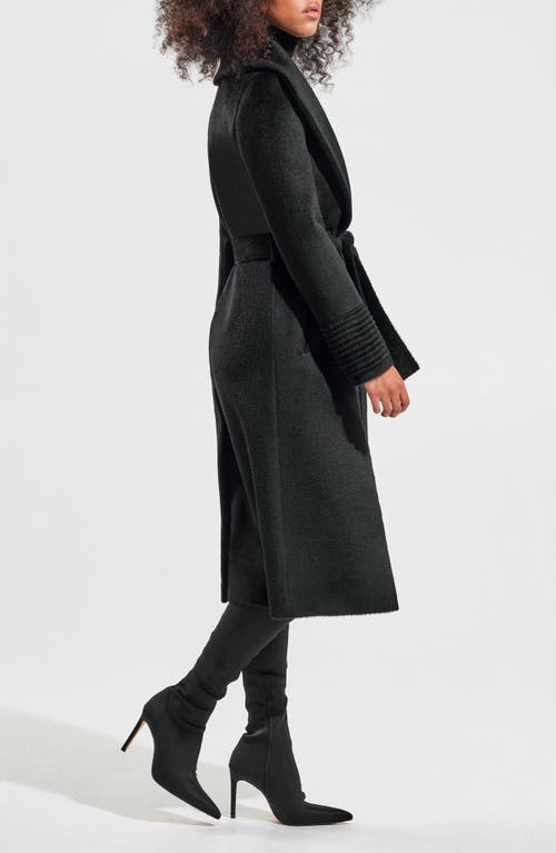 Sentaler Shawl Collar Alpaca & Wool Longline Wrap Coat In Black