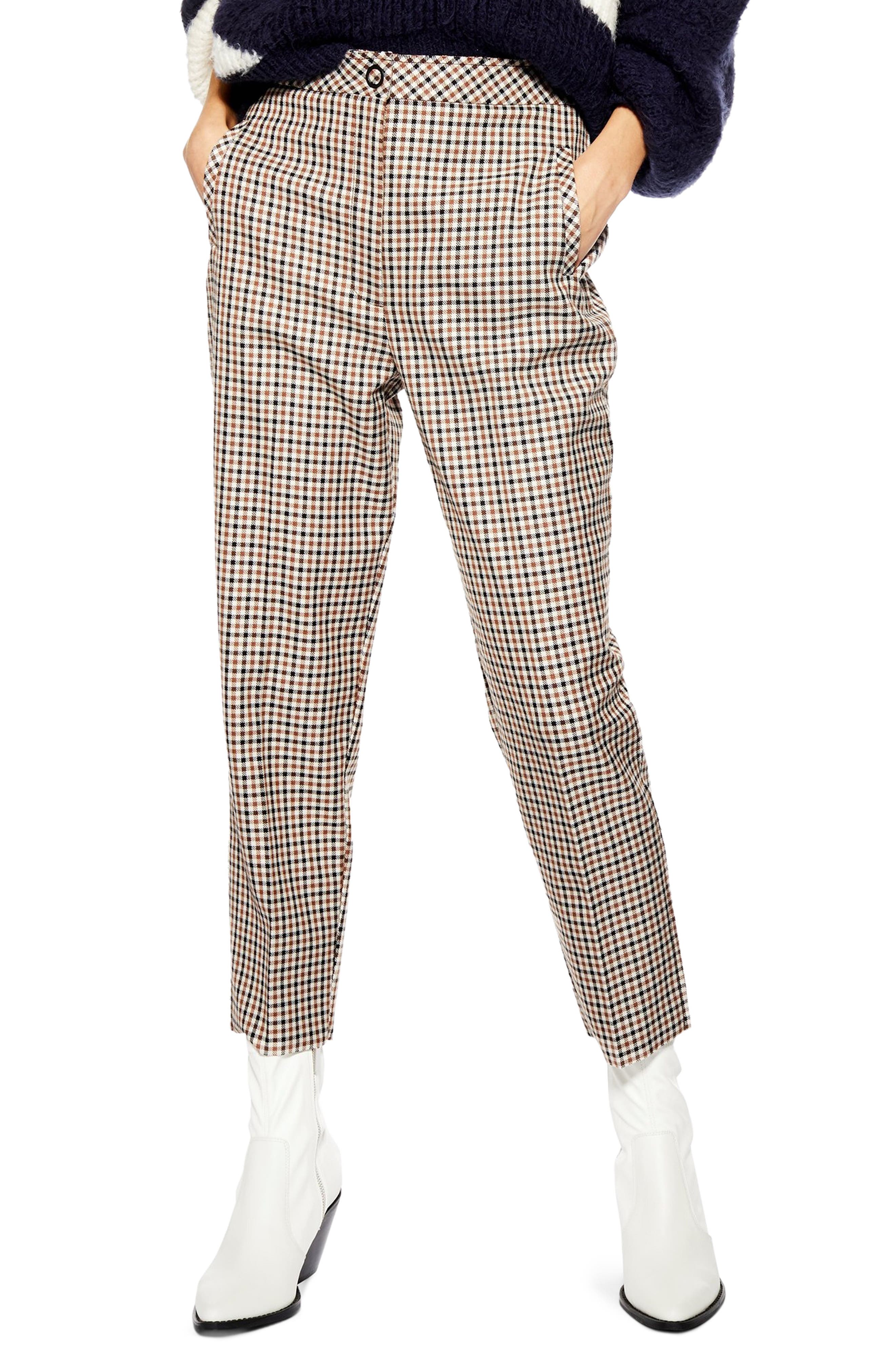 check tapered trousers