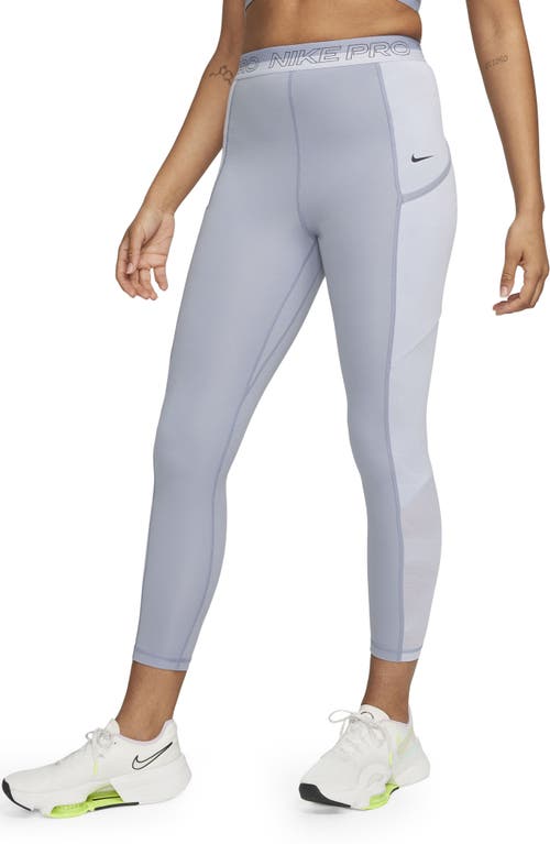 Shop Nike Pro High Rise 7/8 Leggings In Indigo Haze/oxygen Purple