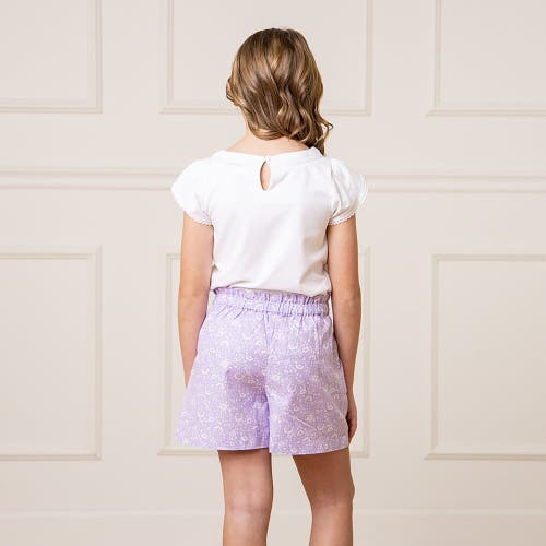 Shop Hope & Henry Girls' Pull-on Cinched Waist Linen Short, Kids In Lavender Fields Floral