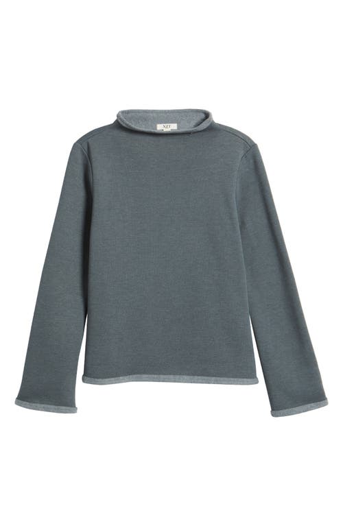 Nzt By Nic+zoe Lounge Around Funnel Neck Fleece Sweatshirt In Patina