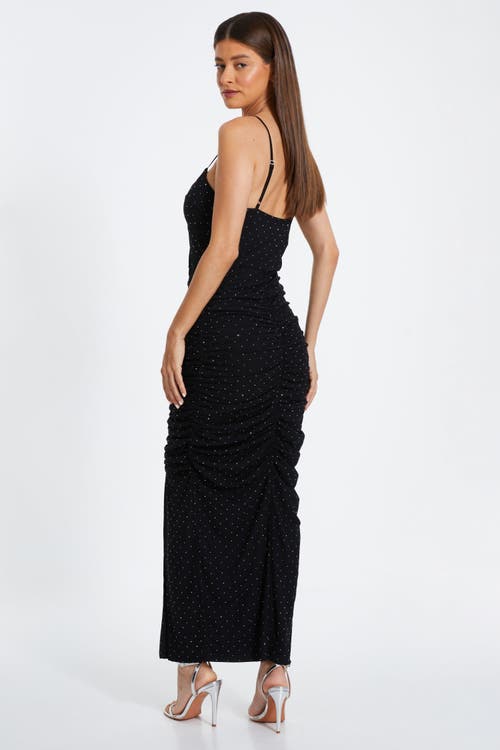 Shop Quiz Hotfix Mesh Strappy Maxi Dress In Black