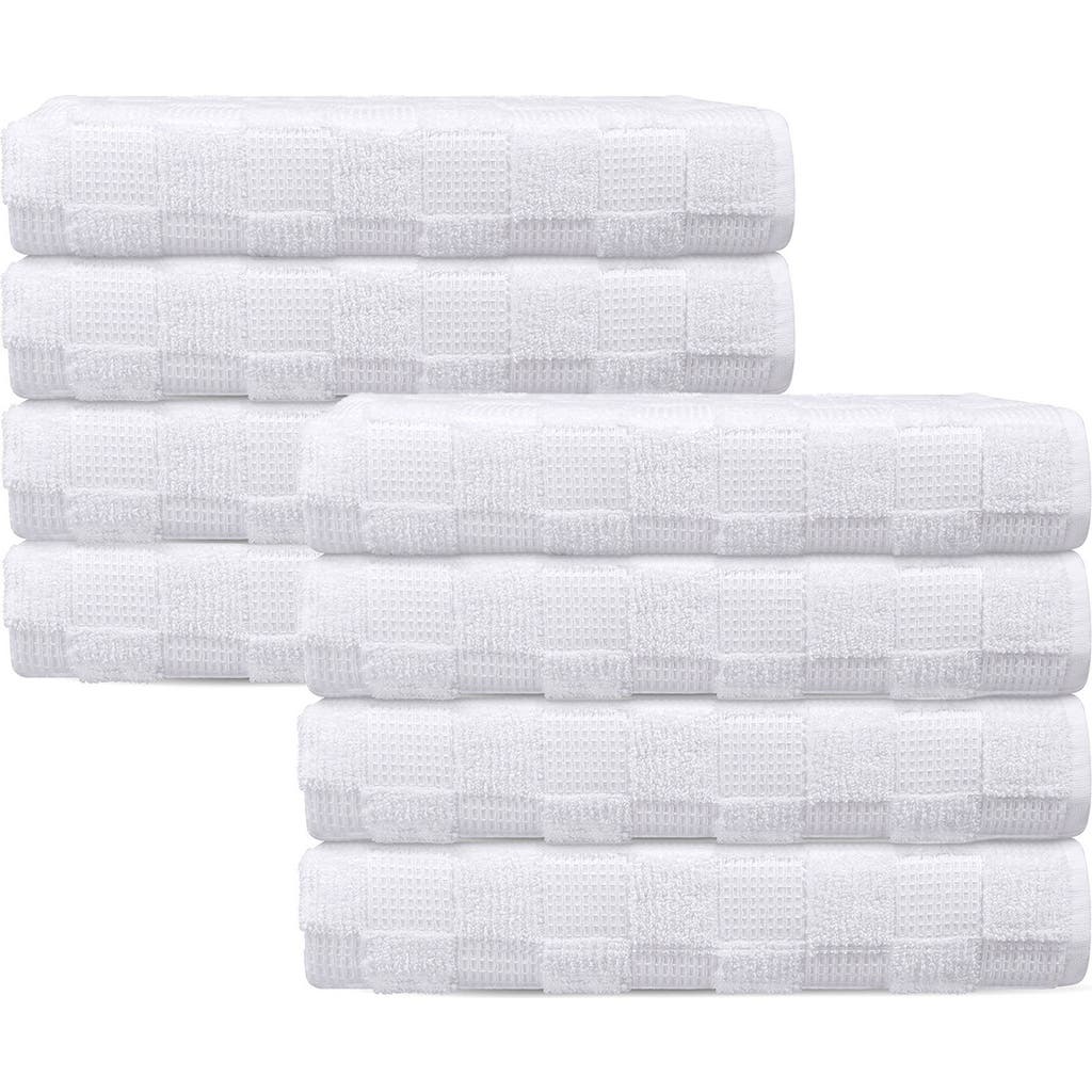 Brooks Brothers Waffle Terry 8-piece Turkish Cotton Washcloths In White