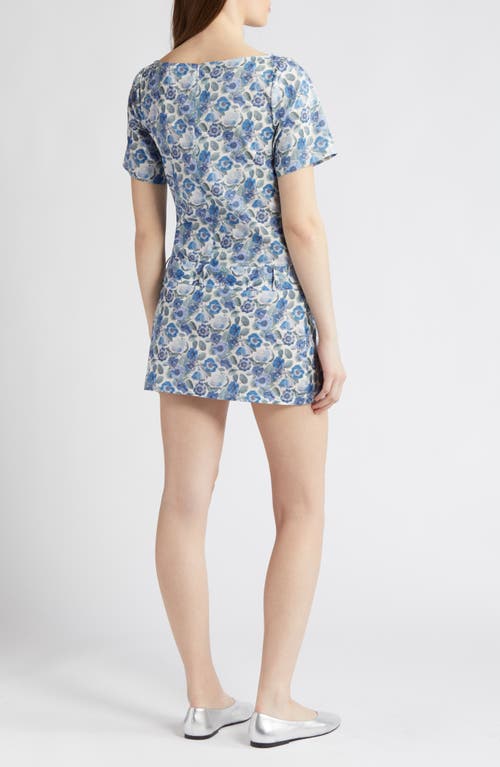 Coming Of Age X  Heidi Rose Print Drop Waist Minidress In Heidi Rose Blue