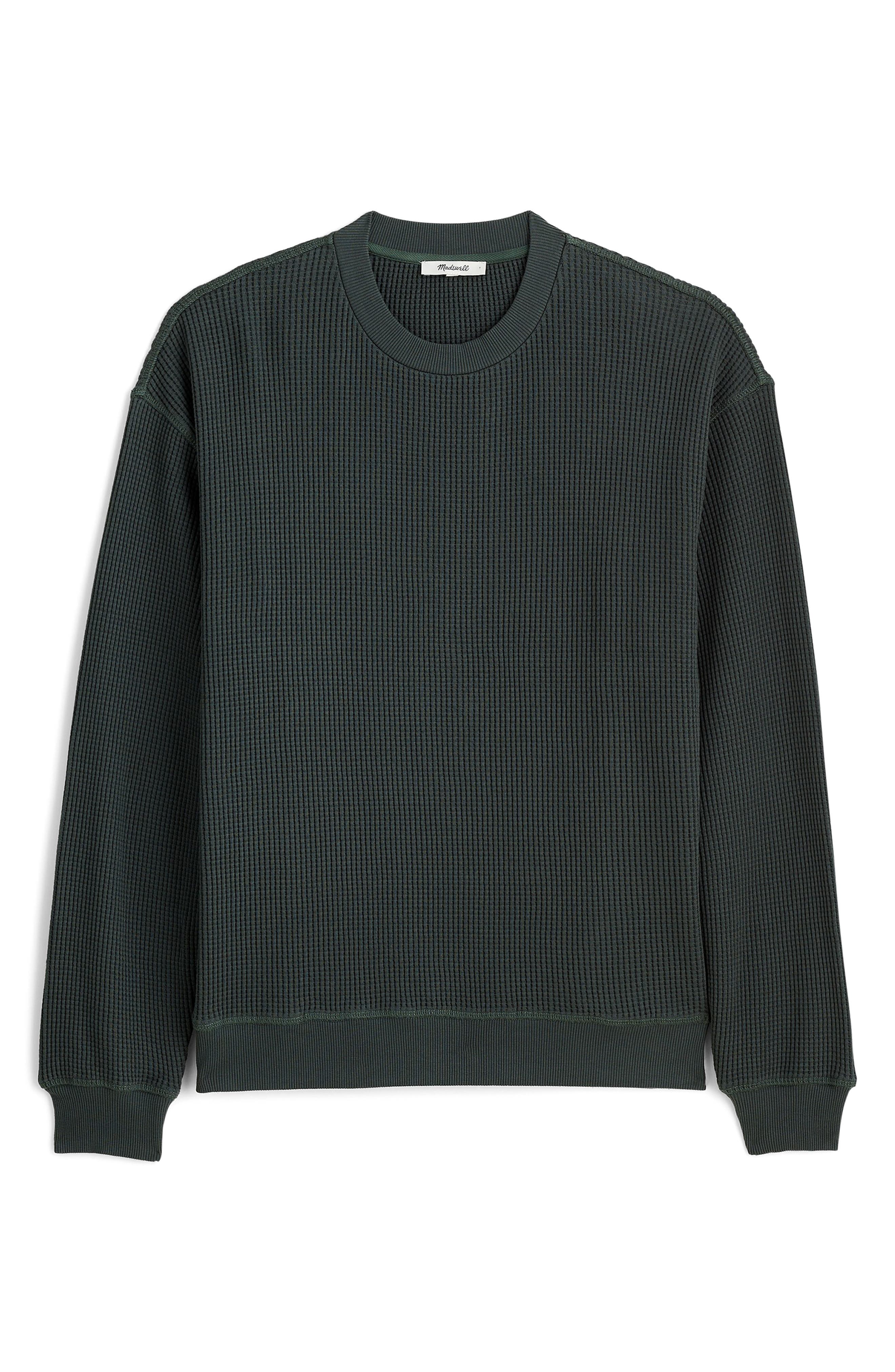 Madewell Cotton Thermal Sweatshirt in Industrial Green 
