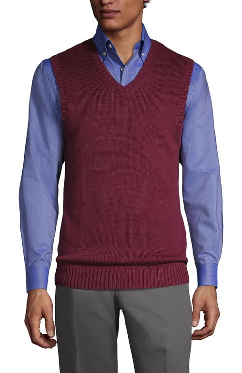 Shop Lands' End School Uniform  Cotton Modal Sweater Vest In Burgundy