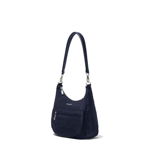 Baggallini Modern Pocket Half Moon Crossbody Shoulder Bag In French Navy