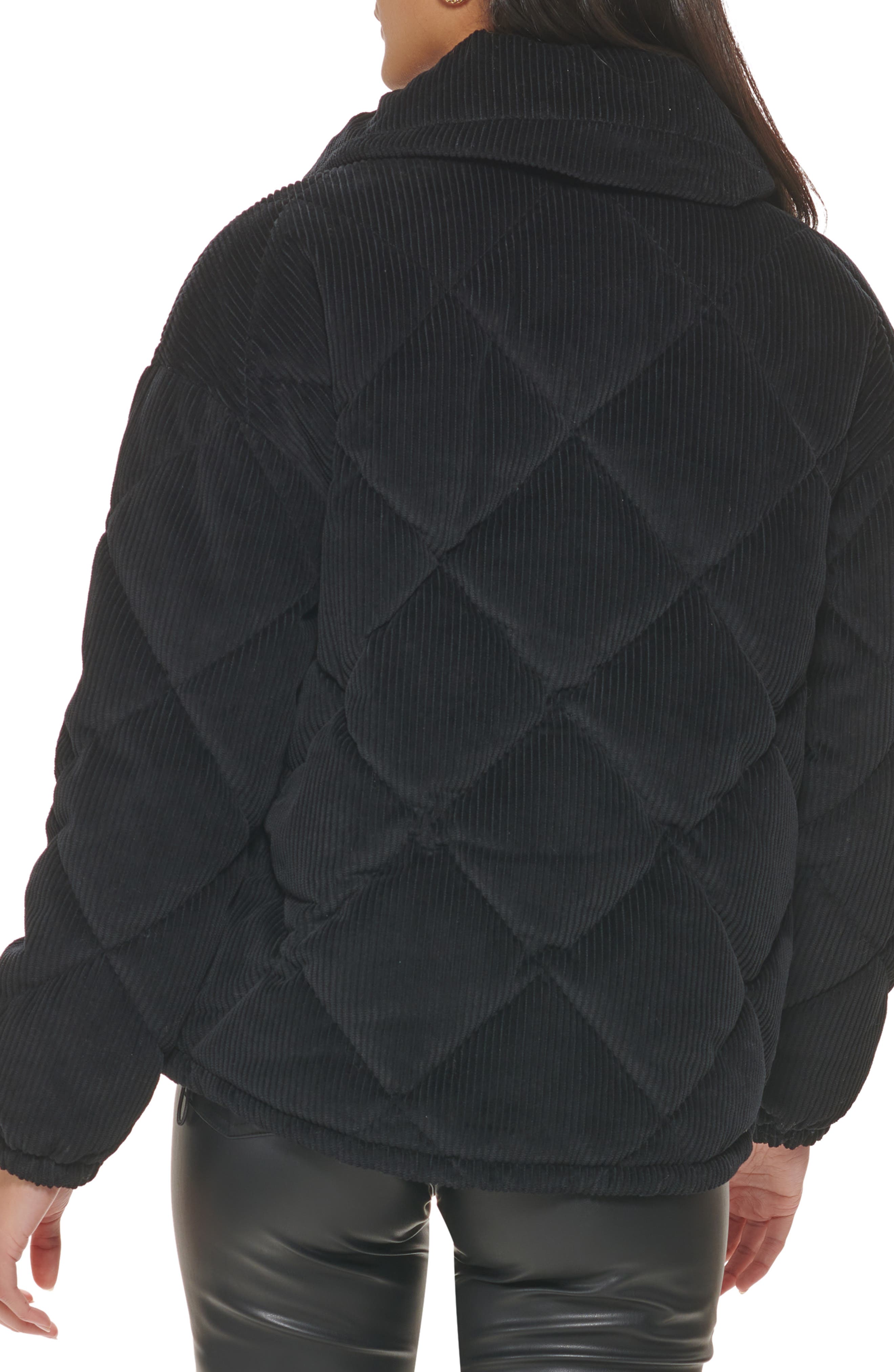 Diamond Quilted Corduroy Puffer Jacket 