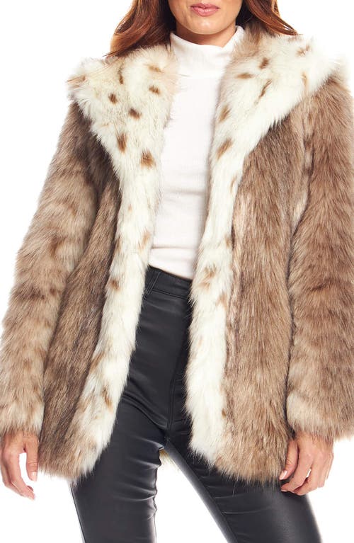 Gold Fox Faux Fur Hooded Coat in Lynx