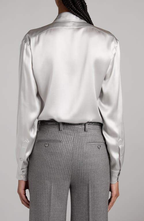 Shop Tom Ford Pleated Silk Charmeuse Button-up Shirt In Ig018 Pale Grey