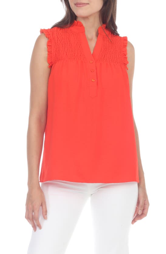 Rain Airflow Smocked Top In Poppy Red