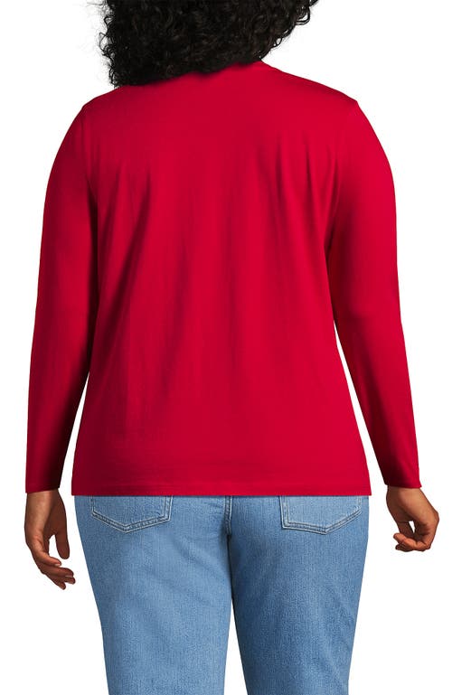 Shop Lands' End Plus Size Relaxed Supima Cotton Long Sleeve Crew Neck T-shirt In Heritage Red