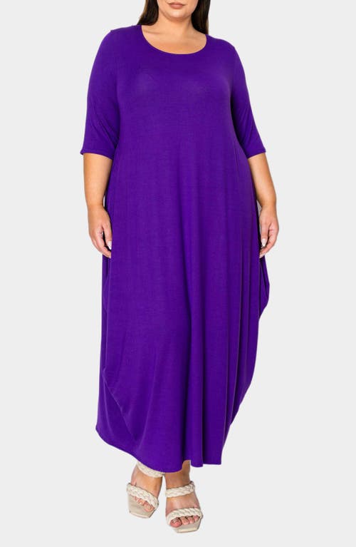 Shop L I V D Evelyn Bubble Hem Jersey Midi Dress In Purple