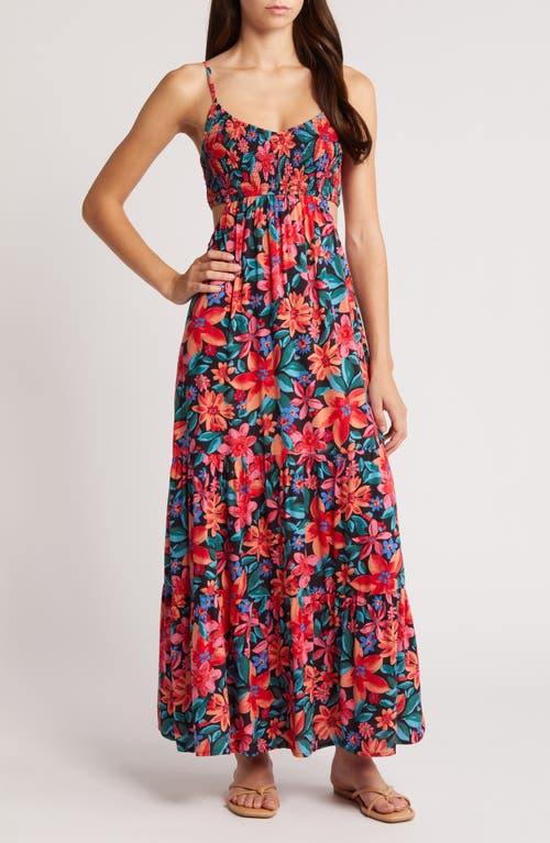 Hot Tropics Floral Cutout Maxi Sundress in Anthracite Multi Floral