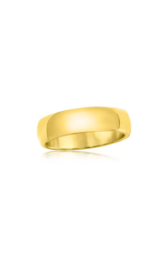 Blackjack Stainless Steel Polished Band Ring In Gold