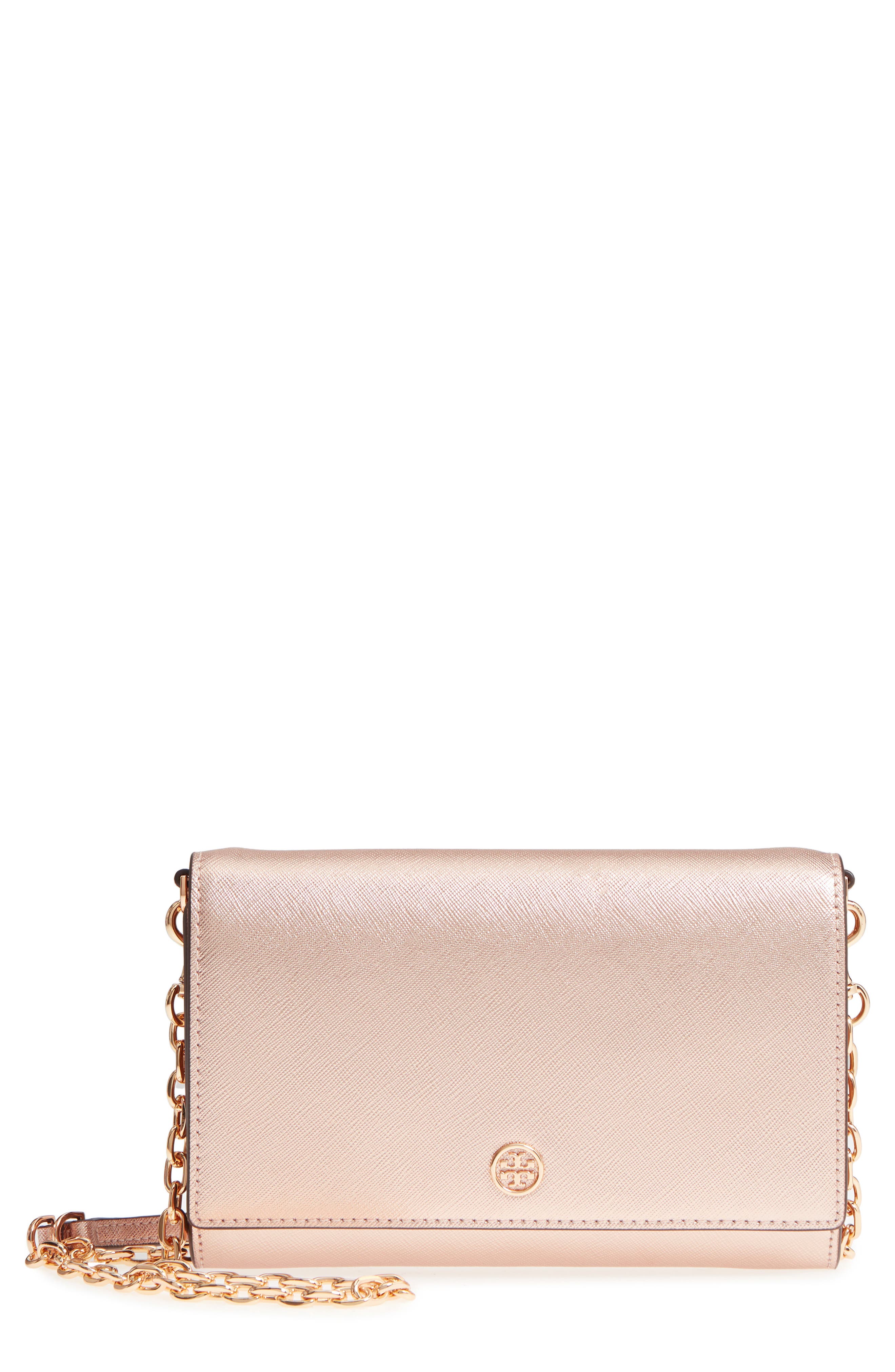 Tory Burch Robinson Metallic Leather Wallet on a Chain Nordstrom