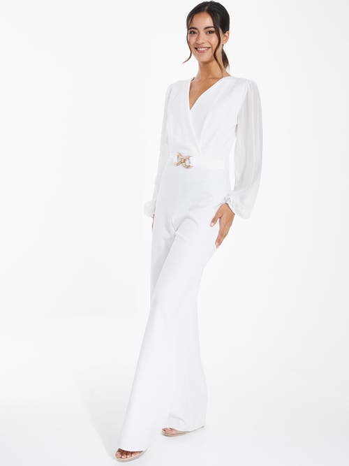 Shop Quiz Chiffon Buckle Palazzo Jumpsuit In White