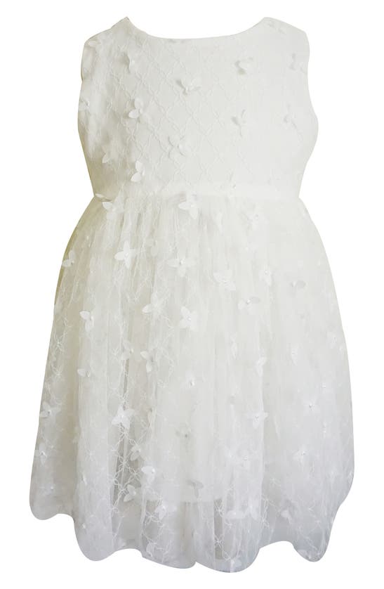 Popatu Kids' 3d Floral Embroidered Party Dress In White