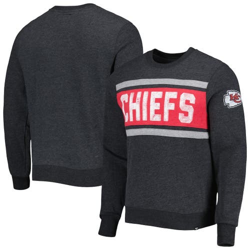 Men's '47 Heathered Black Kansas City Chiefs Bypass Tribeca Pullover Sweatshirt