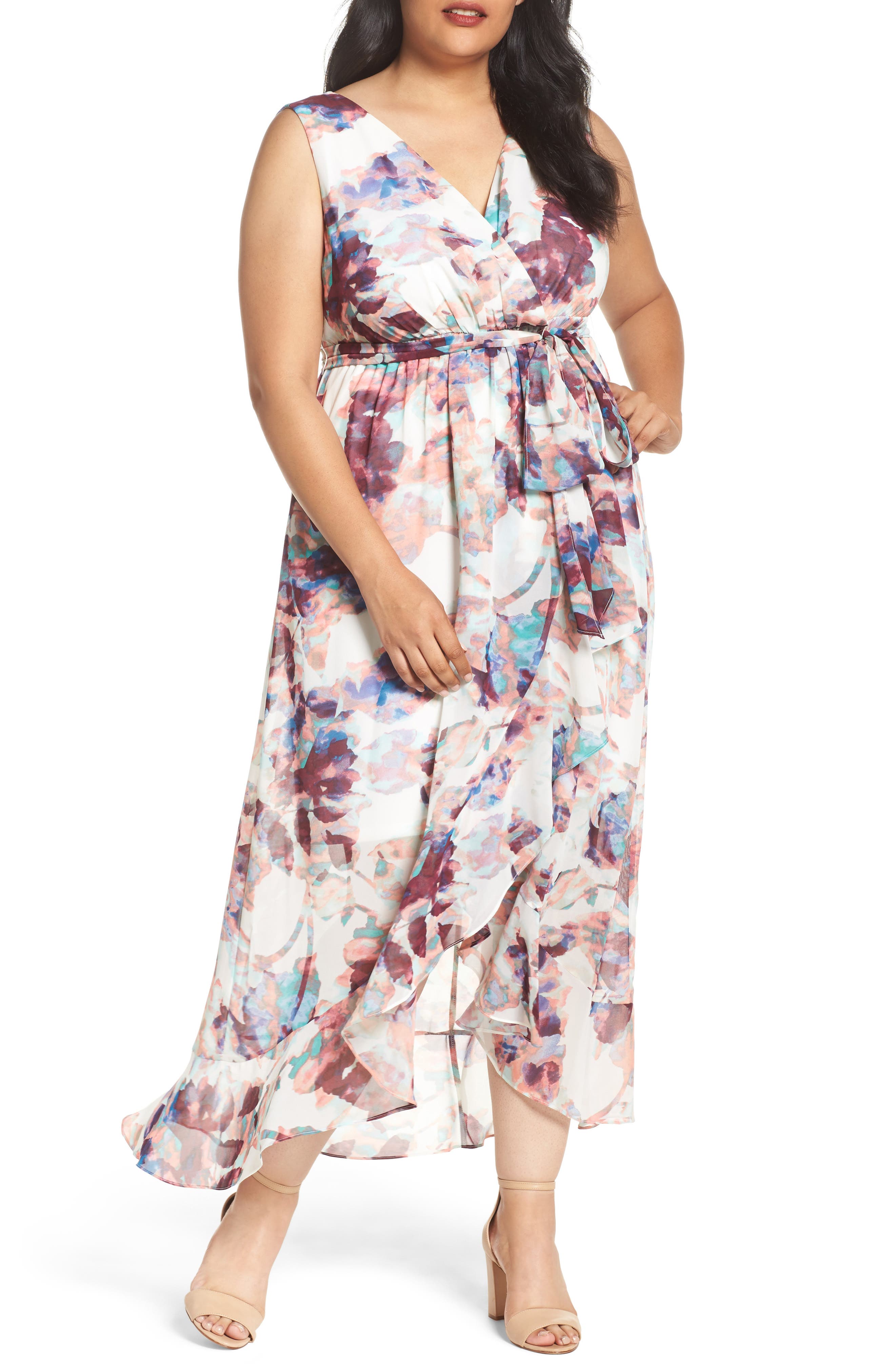 mid length muted floral dress