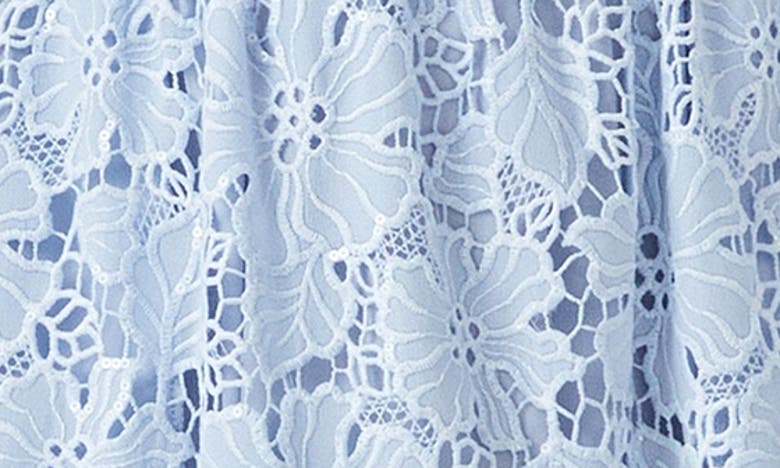 Endless Rose Sequin Lace Voluminous Crop Top In Powder Blue