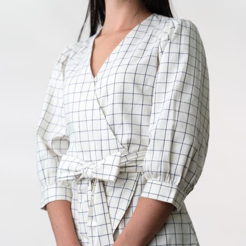 HOPE & HENRY PUFF SLEEVE WRAP TOP 