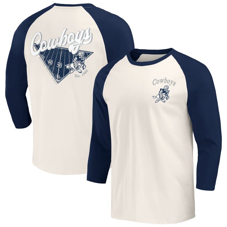 Shop Darius Rucker Collection By Fanatics Navy/cream Dallas Cowboys Raglan 3/4-sleeve T-shirt