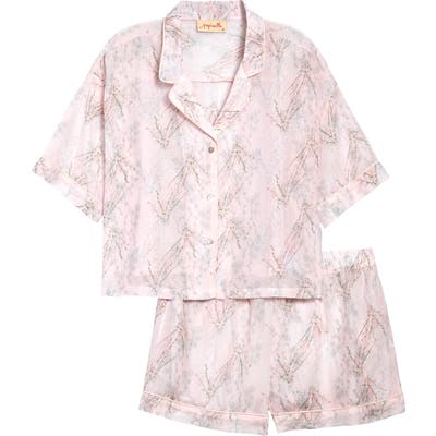 Papinelle Falling Blossom Short Pajamas, Pink