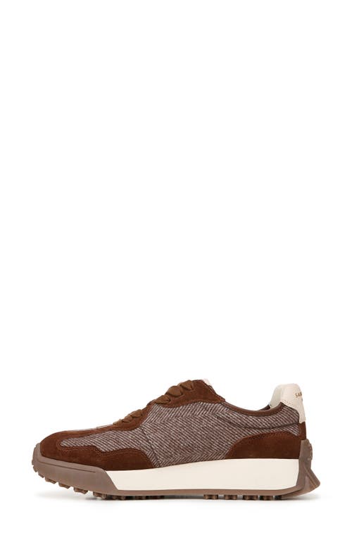 Sam Edelman Langley Lace Up Sneaker Brown Houndstooth Suede In Brown Multi