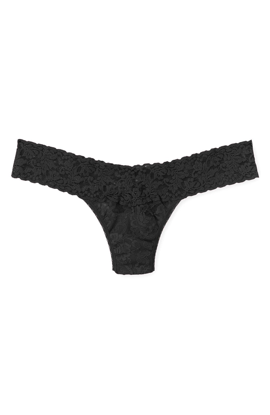 Black Hanky Panky Womens Signature Lace Low Rise Thong 