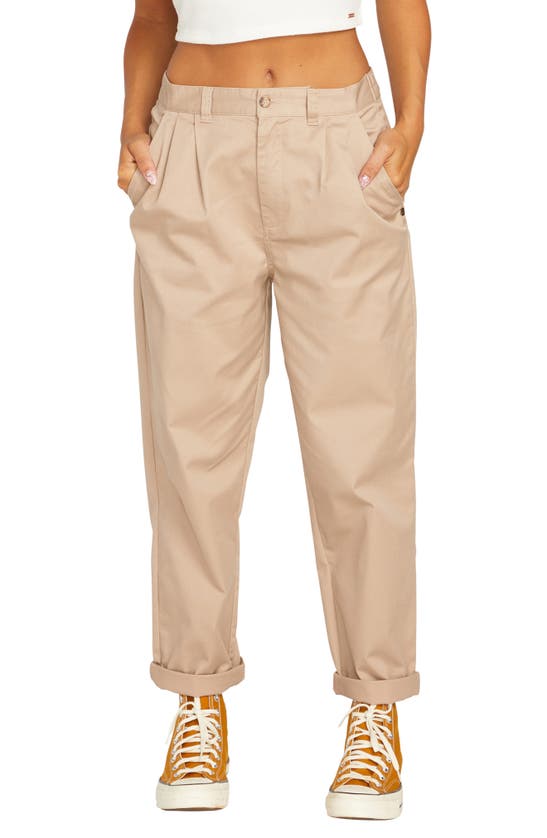 Volcom Frochickie Crop Trousers In Taupe