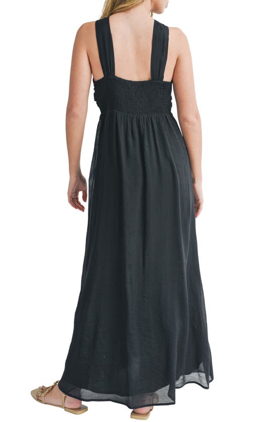 Shop Mila Mae O-ring Empire Waist Maxi Dress In Black Solid