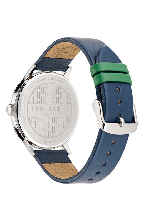Shop Ted Baker Leather Strap Watch, 20mm In Blue