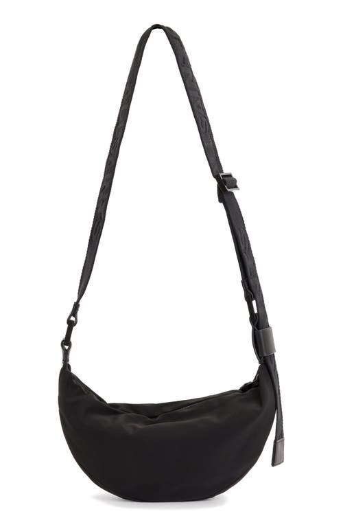 Shop Allsaints Half Moon Nylon Crossbody Bag In Black/black