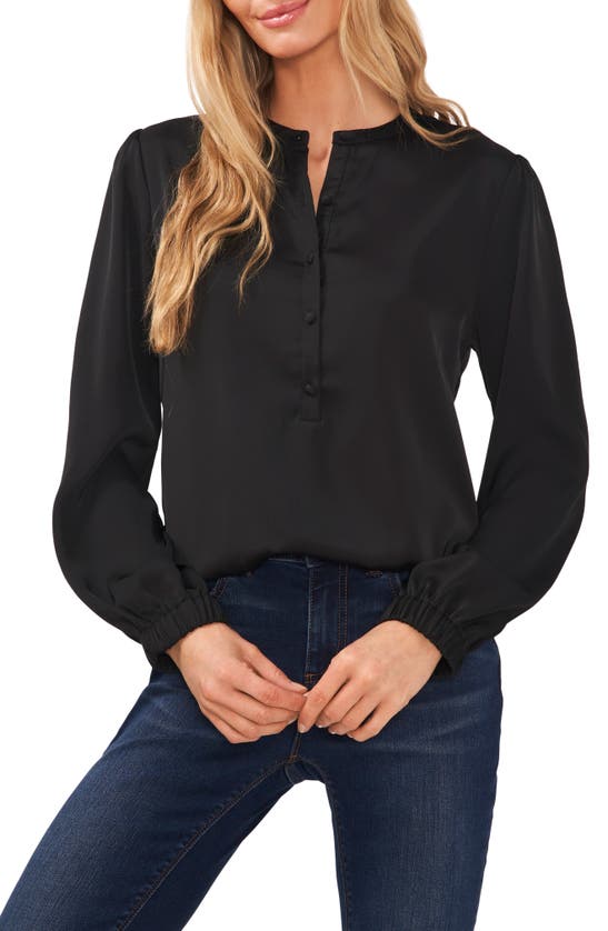 Cece Charmeuse Blouse In Rich Black