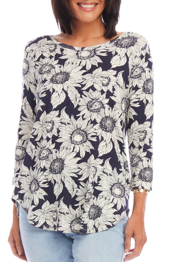 Shop Karen Kane Floral Print Knit Shirttail Top