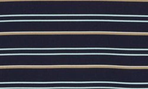 Lacoste Stripe Stretch Polo Shirt In Navy Blue/pastille Mint