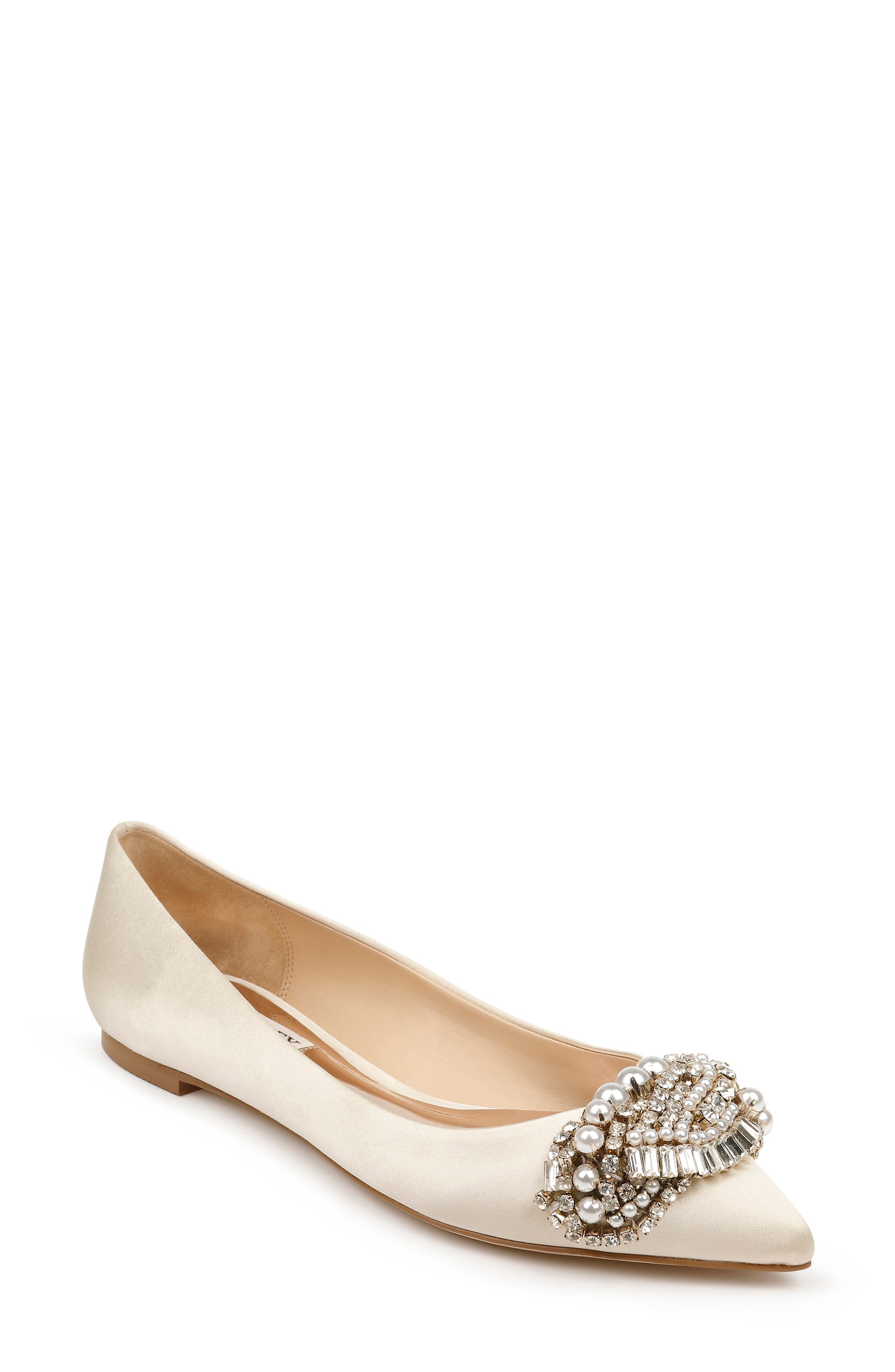 badgley mischka embellished flats