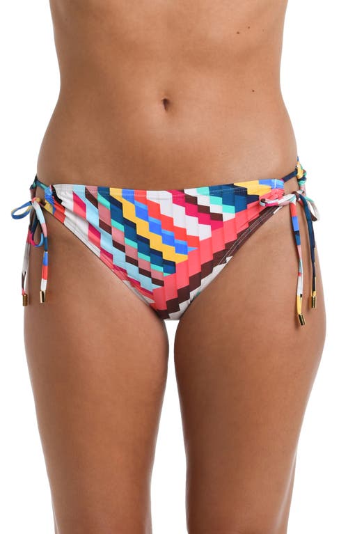 Shop La Blanca Slice Side Tie Hipster Swim Bottoms In Blue/green Multi