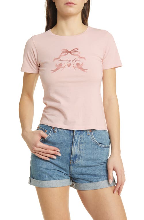Dreaming of You Angels Cotton Graphic T-Shirt in Washed Lotus