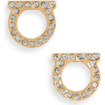 Salvatore Ferragamo Pave Gancio Stud Earrings