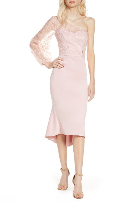 Krissie One-Shoulder High/Low Cocktail Dress in Pink